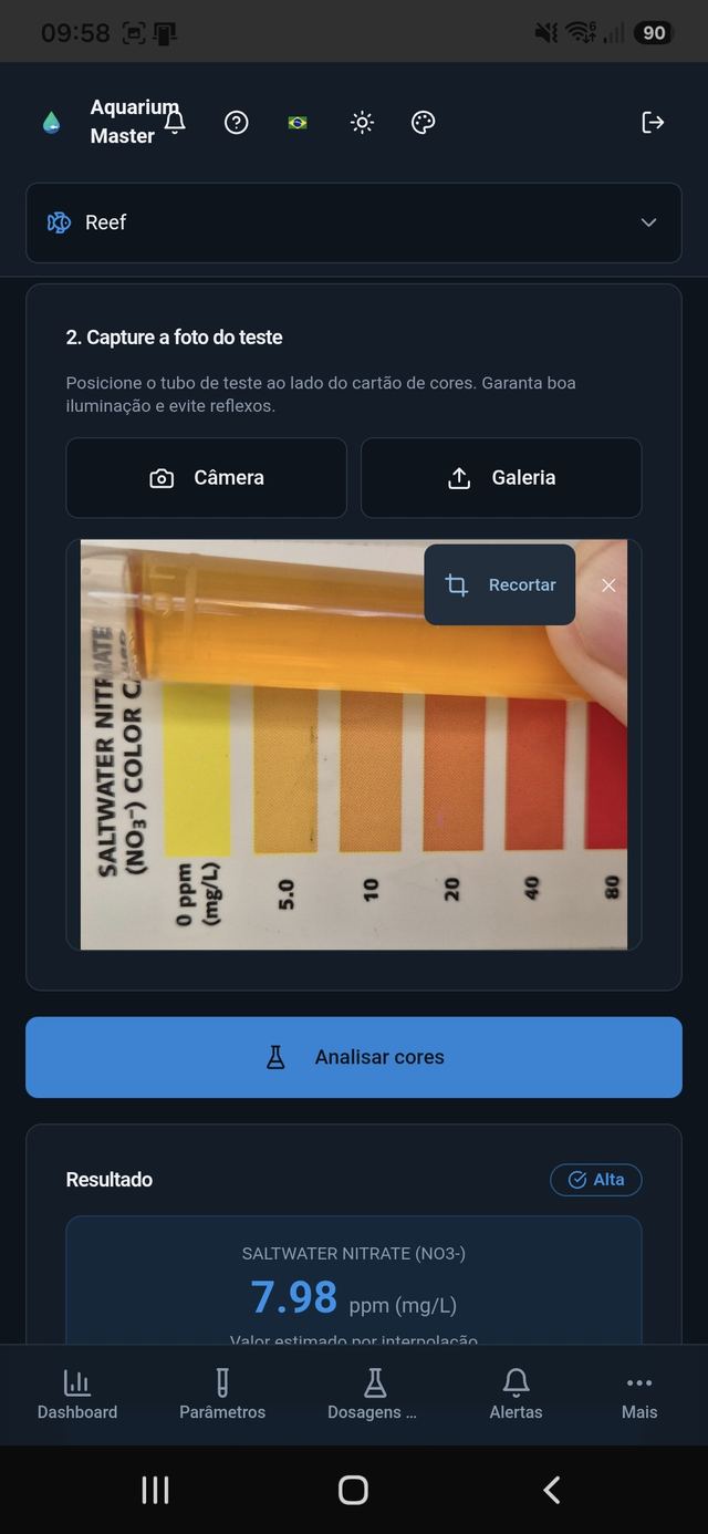 Assistente de teste colorimétrico